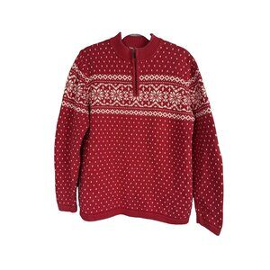 Vintage LL Bean Women XLarge 1/4 Zip Sweater Nordic Snow Apres Ski Cabin Cozy